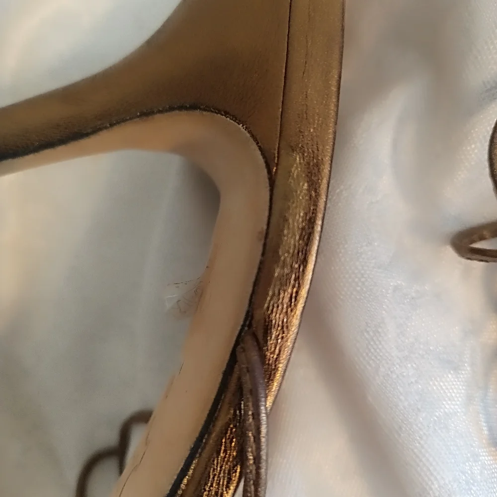 Tadashi bronze and crystal heel sandal size 9